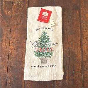 Holiday Time Christmas Tree Kitchen Towel - White and Green